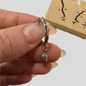 Silver Hoop Earrings with Charm